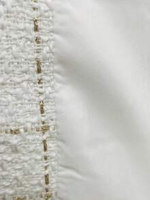 Elegant Tweed Open Front Blazer With Flap Pockets,Long Sleeve Plaid Lightweight Jacket For Work, Casual, And Office Outfits - White - View 7