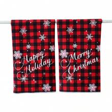 2025 New Design Christmas Snowflake Black Red Buffalo Check Plaid Microfiber Kitchen Dish Towels 16x24 Inches (40x60cm) - Super Absorbent Polyester Tea Towels, Holiday Dish Cloths, Festive Home Decor, Cozy Xmas Gifts
