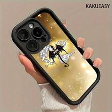 [Teléfono] Funda con estampado de murciélago brillante, textura mate, diseño ergonómico con ranuras en forma de escalera, agarre cómodo, compatible con phone 16 Pro Max, 16, 15 Pro, 14 Plus, 13, 12 Pro, 11 Pro, X, XS Max. Ideal para amigos, parejas y familia. - Negro - Ver 5