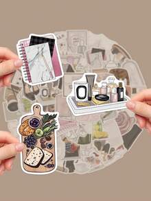 50pcs Original Dazzling Colourful Creative Stickers Asymmetrical Shape Not Repeatable For Skateboards Mobile Phone Cases Shelves Shelves Flat Shells Bicycle Helmets Decorative Stickers Perfect For Christmas Halloween Bright Colours - Multicolor - View 2