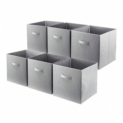 Shoze 6Pcs Storage Box Storage Basket Foldable Cube Storage Basket With Handle Storage Container For Home Office