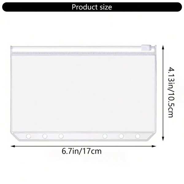 10/6 Peças Bolsos de Fichário A6 da Moinkerin, Pasta com Zíper Transparente de PVC de 6 Furos, À Prova d'Água para Fichário de Cadernos A6, Documentos, Cadernos, Cartões