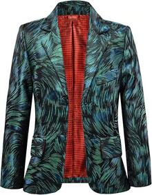Teen Boy Jacquard Tuxedo 3 Piece Suit Set - Bow Tie Included For Wedding Prom - 綠色 - 查看 4