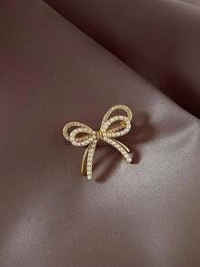 1pc/2pcs Women Elegant Faux Pearl Rhinestone Double Bow Brooch, High-End Female Design Clothing Pins Accessory, Suitable For Daily Anti-Exposure Clothes, Shirts, Dresses, Multi-Occasion Halloween Jewelry Costume Accessories Bag Charms Office Accessories Christmas Gift