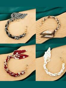 1 Woven Silk Scarf Mobile Phone Lanyard, Wrist Short Mobile Phone Case Chain, Anti-Loss Decorative Metal Buckle, Card Free Gifts For Mother, Family, Friends, Birthday, Holiday Phone Charm, Phone Chain - Multicolor - View 9