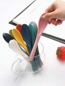 4件套可重复使用旅行餐具套装，带收纳盒，便携式塑料叉勺刀，露营餐具套装，成人午餐餐具，户外野餐餐具，厨房用具，学习用品，返校季 - 彩色 - 查看 5