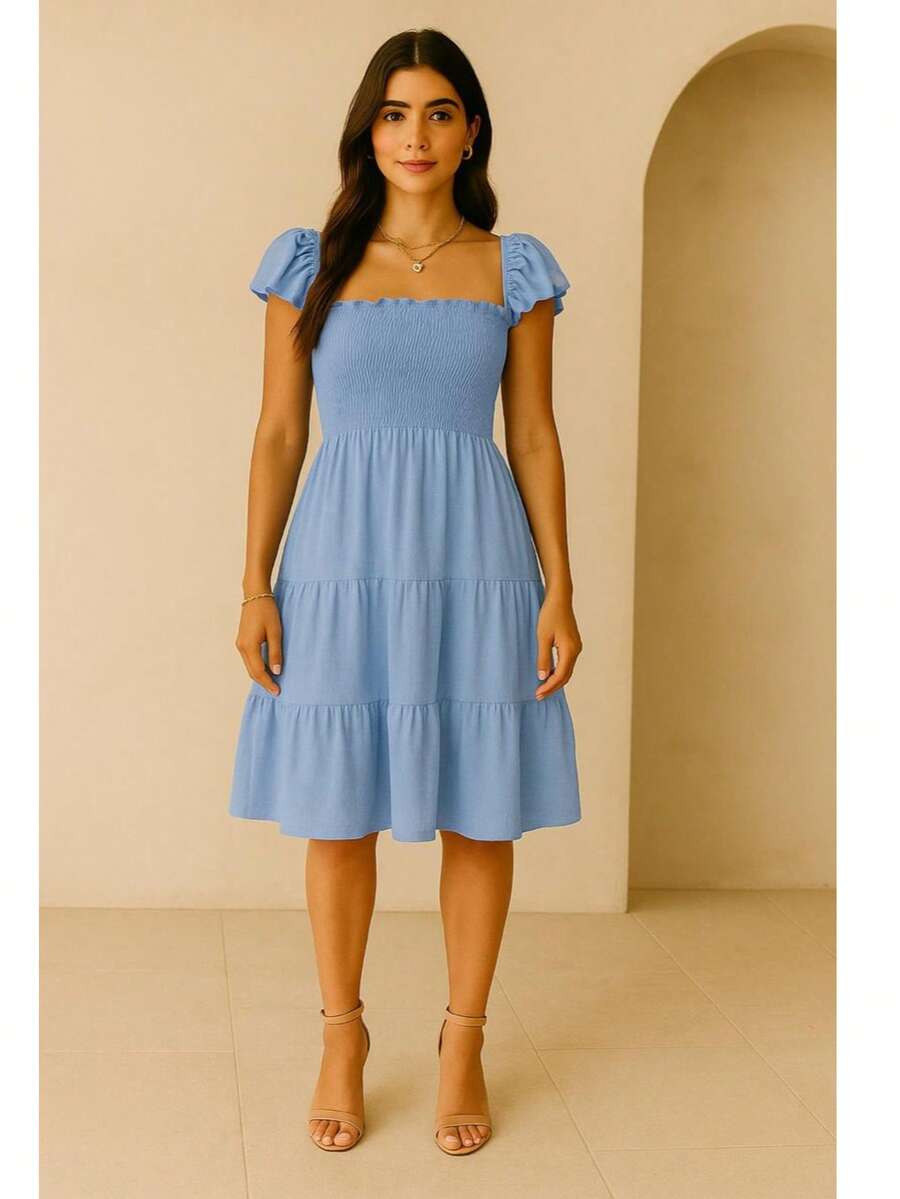 Women Short Dresses - Blue - View 1