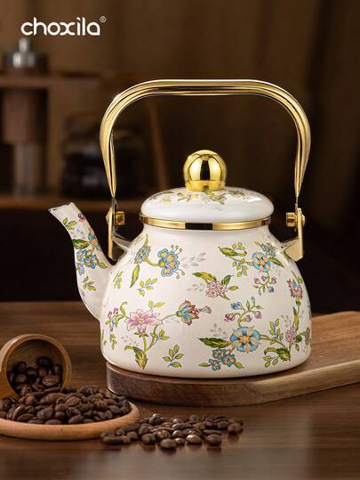 1pc Enamel Pot, Coffee Pot, Tea Pot, Large Capacity Water Kettle, Suitable For Gas Stove And Induction Cooktop, Universal Type