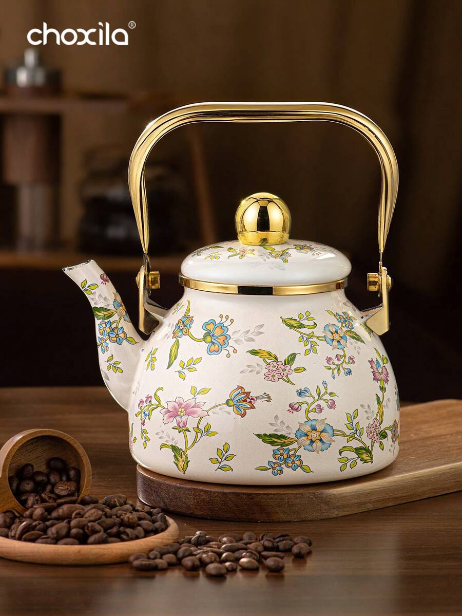 1pc Enamel Pot, Coffee Pot, Tea Pot, Large Capacity Water Kettle, Suitable For Gas Stove And Induction Cooktop, Universal Type