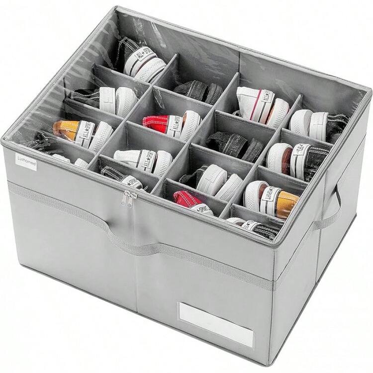 Paquete de 16 Zapatera Organizador, Caja Plegable de Tela para Zapatos con Cubierta Transparente, Caja para Zapatos Adecuada para Guardar Varios Zapatos - 1 pieza - Añade 9
