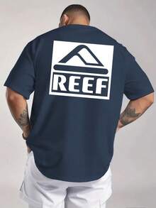 Men's REEF Logo T-Shirt|Minimalist Mountain Graphic|Streetwear Essential|100% Cotton|Unisex Fit|Ideal Gift For Surf & Skate Enthusiasts - 藏蓝色 - 查看 3