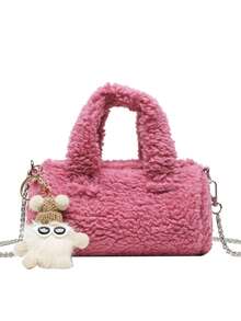 秋冬毛绒迷你手提包枕头配可爱吊坠配件 - 彩色 - 查看 8