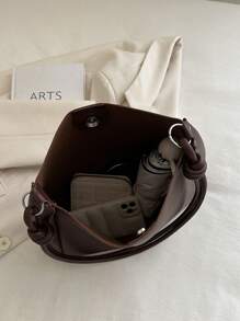 奢华新款PU皮革时尚高端手提包 - 咖啡 - 查看 9