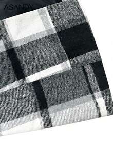 女式厚款休闲拼布格子西装外套，秋冬