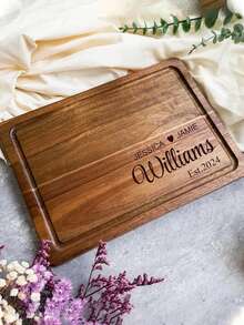 1pc Customized Cutting Board, Personalized Engraving, Mother & Child Cooking Food Board Set, Can Customize Name Or Preferred Text, Unique And Meaningful, Ideal Gift For Father/Mother, Husband/Wife, Boyfriend/Girlfriend, Perfect For Wedding, Family Gathering, Anniversary, Father's Day, Mother's Day, Valentine's Day, Christmas, Multi-Functional, Durable, Decorative, Reusable - Brown - View 6