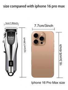 Kemei Professional Men's Hair Clipper, Rechargeable Wireless USB Hair Clipper, Suitable For Barbershop, Salon Or Home Use, Model KM-2619 - Black and White - View 3