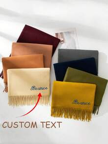 Customization Thick Autumn/Winter Shawl, Embroidered Personalized Custom Text Content, Solid Color Scarf,Elegant And Fashionable Scarf,Monogrammed Scarf, Personalized Scarf, Name Scarf, Winter Scarf, Scarf With Initials, Scarf With Initials, Outdoor Classic Solid Color Windproof Shawl, Custom Scarf,For Anniversaries,For Valentine's Day,For Mother's Day,For Birthdays,For Father's Day,For Graduation,For Weddings,For Housewarming