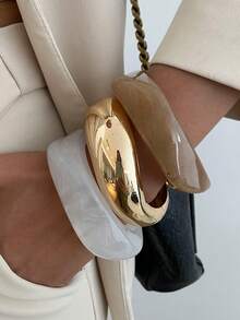 1 件/3 件/套波西米亚复古时尚不对称宽树脂袖口手链，奢华日常和派对珠宝礼物，适合女性（手链颜色和材质以实际商品为准）