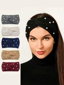 1/2/3PCS Winter Faux Pearls Headbands For Women Cold Weather - Knit Wide Women Ear Warmer Headband Thick Earmuffs For Women & Girls - Gifts & Stocking Stuffers Hair Accessories Workout Hair Bands Yoga Sweatband Autumn Winter Head Scarf Fall Head Band For Vacation Outfits Woman Women Bandana Soft Headwrap - Multicolor - View 3