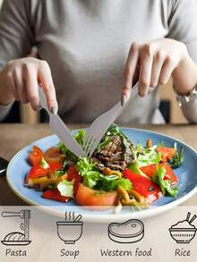 4件套可重复使用旅行餐具套装，带收纳盒，便携式塑料叉勺刀，露营餐具套装，成人午餐餐具，户外野餐餐具，厨房用具，学习用品，返校季 - 彩色 - 查看 7