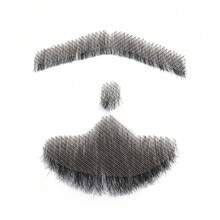 Men Fake Mustache, Natural Looking Human Hair Fake Beard, Handmade With Invisible Lace Fake Facial Hair For Entertainment/Drama/Halloween/Funny Cosplay - Multicolor - View 5