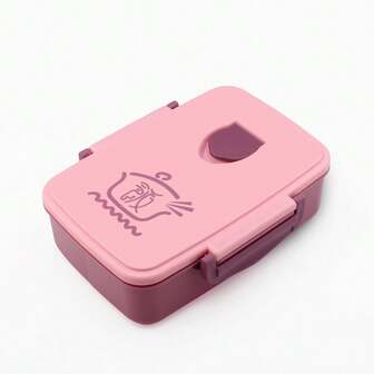 3-Compartment Plastic Bento Lunch Box With Utensils, For Students And Office Workers