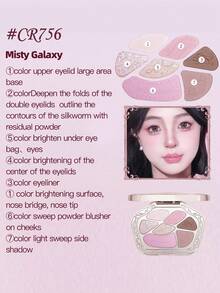 COLORROSE 7-Color Western Retro Eyeshadow Palette, Matte & Shimmer Eyeshadows, High Pigmentation, Long-Lasting, Smooth Texture, With Mirror, Multi-Function Makeup Palette Including Highlighter & Blush - CR756 - Xem 4