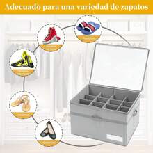 Paquete de 16 Zapatera Organizador, Caja Plegable de Tela para Zapatos con Cubierta Transparente, Caja para Zapatos Adecuada para Guardar Varios Zapatos - 1 pieza - Ver 6