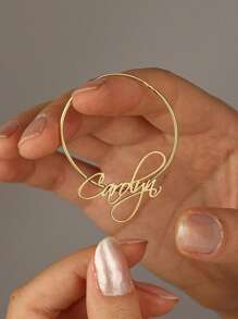 Personalized Women's Custom Name Earrings, Classic Exaggerated Personalized Large Hoop Earrings Stainless Steel Couples Jewelry Family Gifts, Silver, Gold, Fashion, Multicolor, Retro, Minimalist, Unisex, Casual, Cute, Customized, Unique, Ideal Gift For Him, Suitable For Her, Boyfriend, Girlfriend, Dad, Mom, Family, Friends, Anniversary