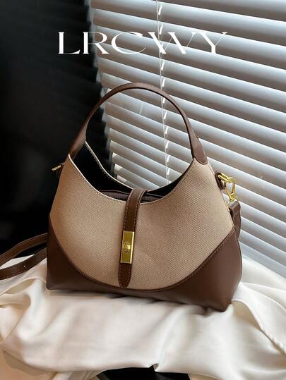 女士手提包和单肩包，时尚优雅简约商务休闲复古马鞍包，棕色