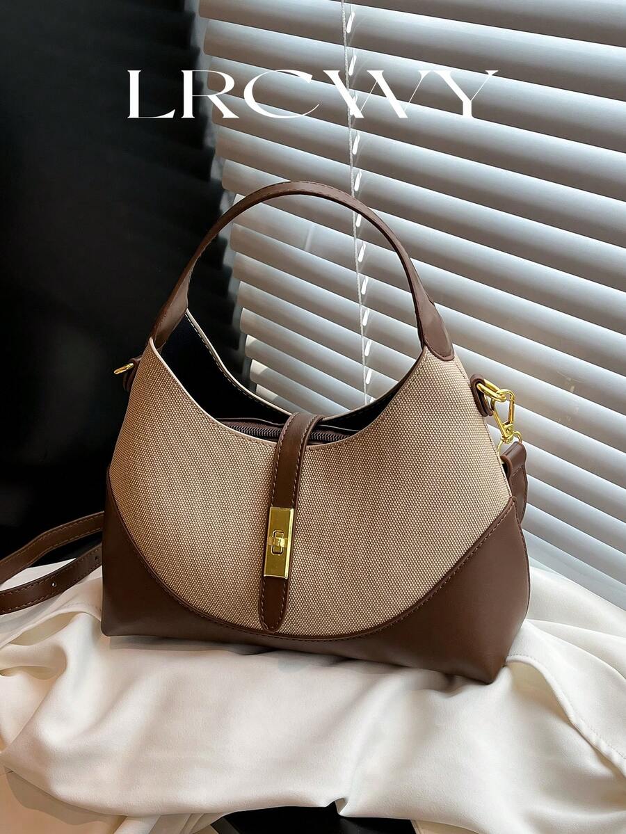 女士手提包和单肩包，时尚优雅简约商务休闲复古马鞍包，棕色 - 棕色 - 查看 1