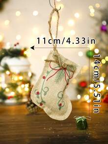 1pc Christmas Linen Pendant, Christmas Tree, Christmas Stocking, Ball, Five-Pointed Star Shape, Suitable For Christmas Party Decoration, Christmas Tree Hangings, Indoor Hangings For Living Room Bedroom Room Decoration Home Decor Christmas Decorations