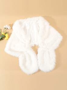 Fashionable New Faux Fur Soft & Fluffy Outdoor Casual Warm Women Shawl, Autumn/Winter - Long White Beard - View 7