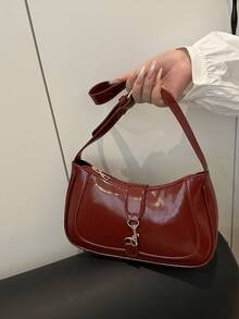 1个Novachic复古简约新月形可调节肩带手提包，适合约会、外出、派对等场合。 - 紅色 - 查看 6