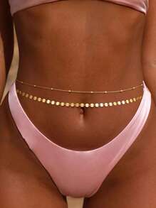 Gold Waist Chain For Women, Sexy Layered Belly Waist Chain Waterproof Beads Chain Summer Non Tarnish Body Chain Jewelry Gifts For Women