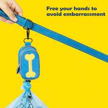 Hands-Free Sky Blue Portable Poop Bag Dispenser Clip With 4 Rolls (60 Bags) Included - Blue Floral Print Dog Waste Bags Holder For Travel, Walking, Pet Clean Up