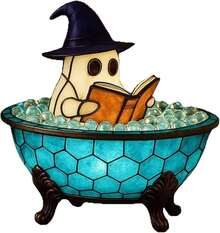 2026 New Halloween Ghost Bubble Bath Lamp, Bathtub Ghost Night Lights, Cute Led Lamp For Bathroom Decor, Spooky Reading Books Nightlight - 藍色-1個裝 - 查看 9