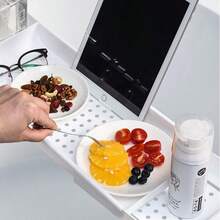 Adjustable Drain Bathtub Caddy, Bathroom Plastic Bathing Bucket Storage Rack, Multifunctional Phone Holder For Bathing & Watching Videos, Bathroom Accessories, Room Decor - Multicolor - View 6