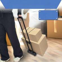Folding Hand Truck With 4 Wheels, Lightweight Dolly Cart With Wheels Foldable, Expandable Baseplate Utility Luggage Cart Compact For Travel, Moving And Office Use, Easy To Store - màu đen - Xem 6
