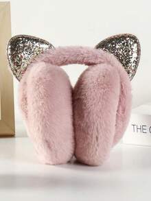 1 Pc Women's Winter Thick And Warm Folding Ear Cushions, Cartoon Cute Cat Ear Cold Proof Ear Cushions, Portable Windproof Ear Protectors For Going Out Fall