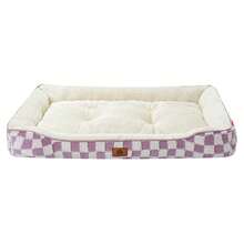 1 قطعة سرير حيوانات أليفة ذو نمط الشطرنج للكلاب والقطط، مصنوع من مادة قطيفة دافئة ومقاومة للرياح، مناسب للكلاب الصغيرة والمتوسطة والكبيرة، قاعدة مانعة للانزلاق ومقاومة للرطوبة، متوفر بألوان متعددة