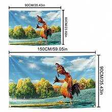 Gà Joe lướt sóng vui nhộn Meme hoạt hình trừu tượng nghệ thuật thiết kế thảm treo tường màu cờ cho phòng ngủ phòng khách ký túc xá trang trí tiệc Halloween, hang động dành cho nam giới, biểu ngữ thảm nghệ thuật quà tặng - Nhiều màu - Xem 3