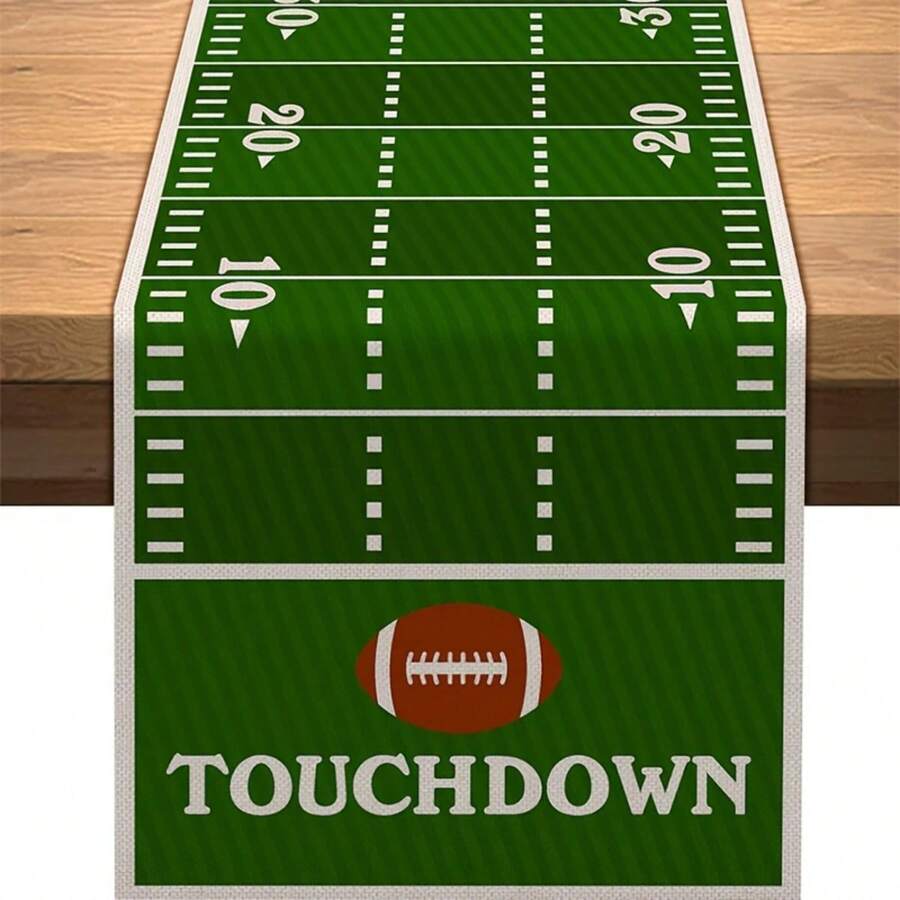1pc, Polyester Table Runner, American Football Court Table Runner, Boy Sport Football Birthday Party Decoration, Kitchen Dining Home Table Decor, Room Decor
