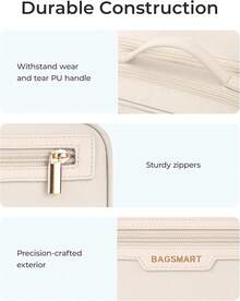 Neceser de viaje de gran capacidad, organizador portátil de maquillaje de gran apertura para mujer, ideal para artículos esenciales de viaje, artículos de tocador, accesorios, botellas y broc - 1 - Ver 7