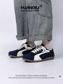 HUANQIU 2025 New Men's Shoes Men's Skateboard Shoes A Pair Of Fashionable Casual And High-Rise Breathable Home Office Outdoor Sports Shoes Multifunctional Lightweight And Comfortable Dexun Shoes Racing Shoes Casual Shoes Running Shoes Blue And White Four-Season Shoes