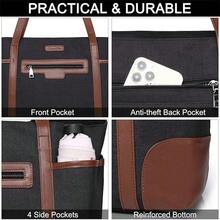 Bolsa para computadora portátil para mujer, resistente al agua, clásico, 15,6" - Negro y Marrón - Ver 12