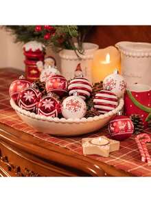 24/12/4 quả bóng lấp lánh Giáng sinh, bóng trang trí Giáng sinh hình bông tuyết đỏ và trắng, bóng treo lấp lánh dùng để trang trí cây thông Noel, tiệc tùng ngày lễ và lễ kỷ niệm ngoài trời, quà tặng Giáng sinh cổ điển và đồ trang trí nhà cửa, trang trí năm mới - Nhiều màu - Xem 2