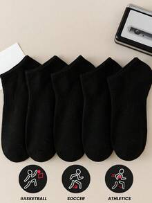 5 双女式纯白色短袜，百搭黑白 Ins 风格踝袜，春夏秋季袜子 - 彩色 - 查看 2