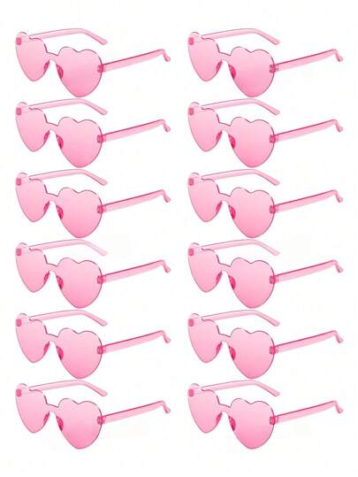 1/6/12/20 Pairs Heart Shaped Candy Color Rimless Fun Heart Party Glasses For Women Men Party Favors