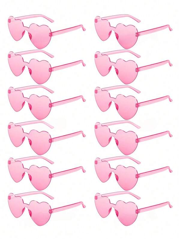 1/6/12/20 Pairs Heart Shaped Candy Color Rimless Fun Heart Party Glasses For Women Men Party Favors